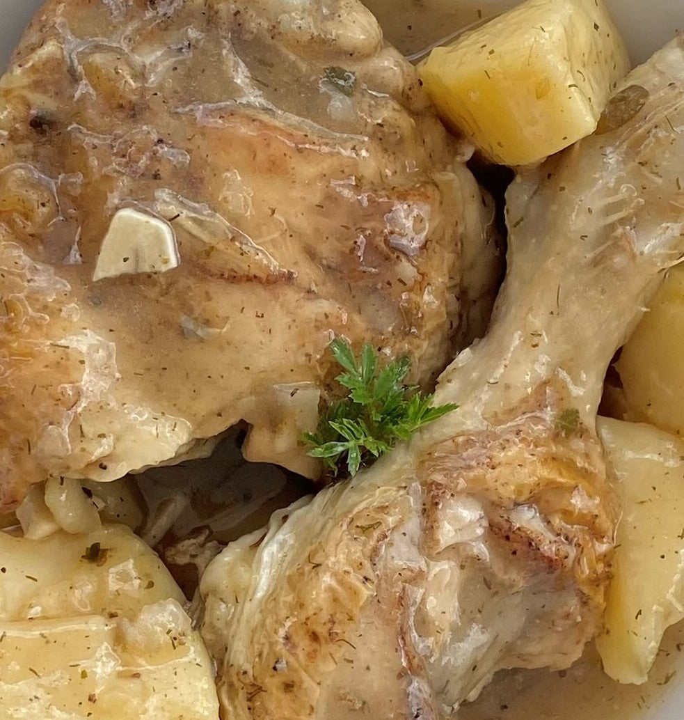 Pollo al ajillo con papas.(Catering) PrecioxKilo