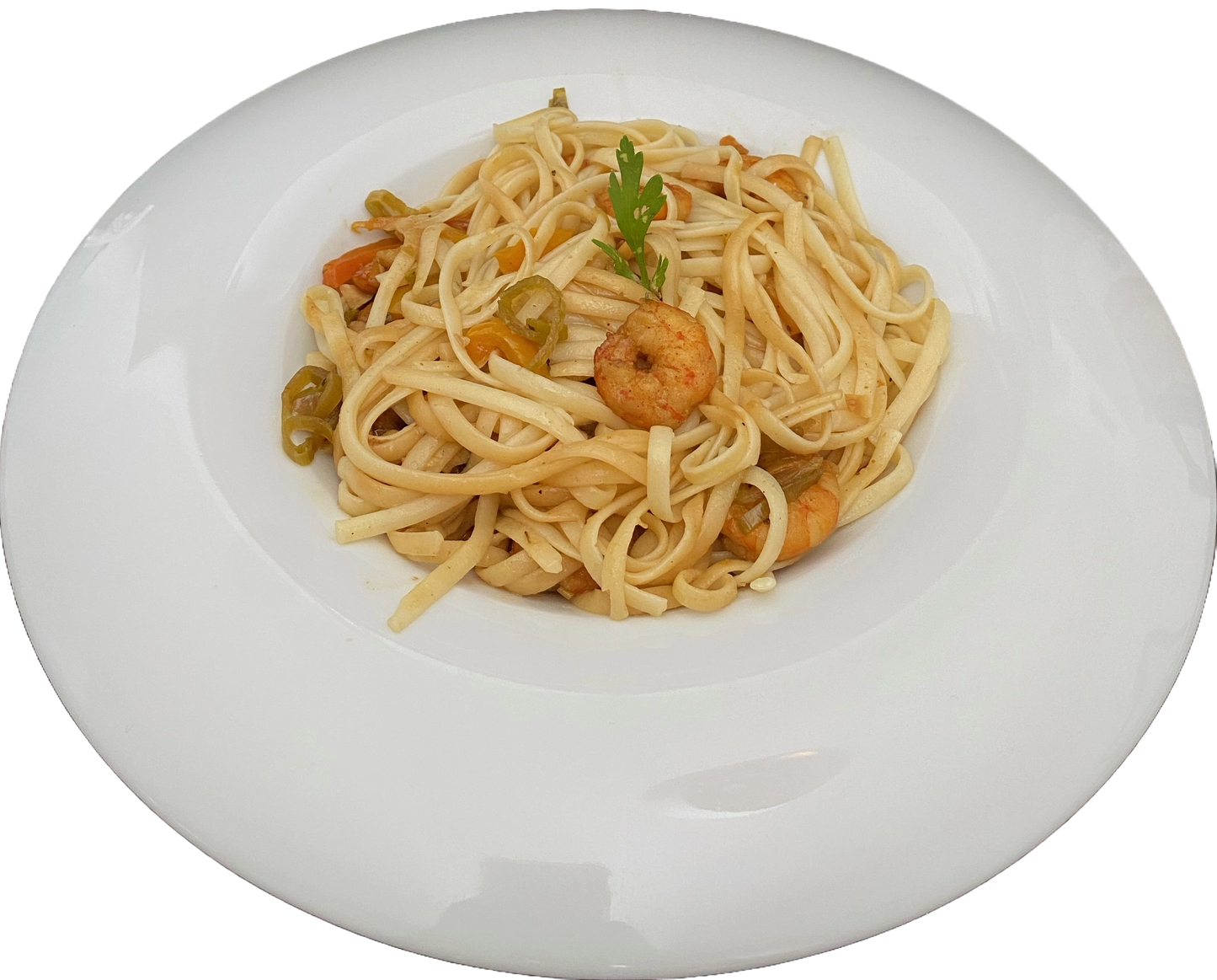 Linguini con verduras y gambas 300grs